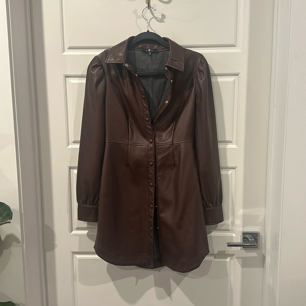 7 for all mankind brown leather peacoat / blazer